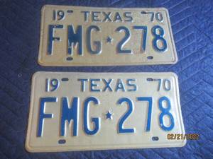 lot 25 image: VINTAGE TEXAS 1970 LICENSE PLATE