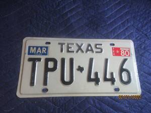 lot 37 image: VINTAGE TEXAS 1980 LICENSE PLATE