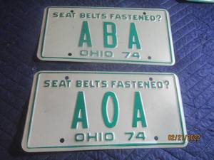 lot 55 image: VINTAGE OHIO 1974 LICENSE PLATES (2 PLATES)