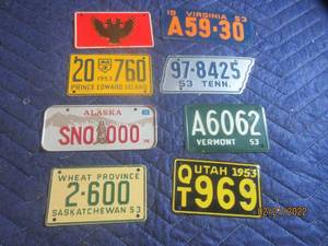 lot 92 image: VINTAGE BICYCLE PLATES LOT OF 8.