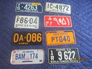 lot 95 image: VINTAGE BICYCLE PLATES LOT OF 8.