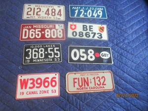lot 97 image: VINTAGE BICYCLE PLATES LOT OF 8.