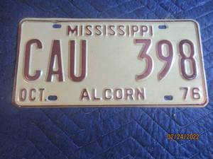 lot 144 image: VINTAGE 1976 MISSISSIPPI LICENSE PLATE