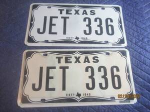 lot 161 image: VINTAGE SET OF TEXAS PERSONALIZED LICENSE PLATE