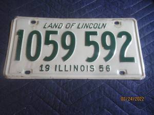 lot 169 image: VINTAGE 1956 ILLINOIS LICENSE PLATE