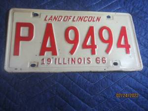 lot 178 image: VINTAGE 1966 ILLINOIS LICENSE PLATE