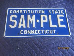 lot 189 image: VINTAGE CONNETICUT SAMPLE  LICENSE PLATE