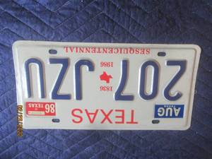 lot 246 image: VINTAGE 1986 TEXAS LICENSE PLATE