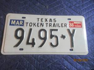 lot 248 image: VINTAGE 1986 TEXAS TOKEN LICENSE PLATE