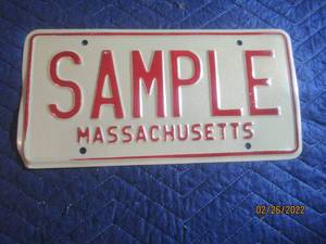 lot 250 image: VINTAGE MASSACHUSETTS SAMPLE LICENSE PLATE