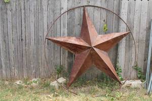 lot 38 image: BARN STAR -METAL STAR FOR OUTSIDE ,TEXAS STARS ART RUSTIC VINTAGE WESTERN COUNTRY HOME FARMHOUSE DECOR&nbsp ( 5FT DIAMETER ) , LIGHTWEIGHT&nbsp