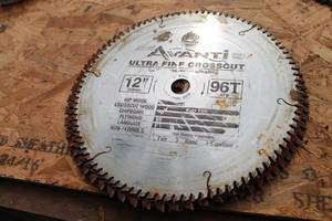 lot 55 image: TOTAL OF 8&nbsp 12 ASSORTED MITER SAW BLADES&nbsp