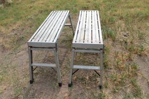 lot 70 image: TOTAL OF 2 ALUMINUM PLATFORM STEP STOOL FOLDING BENCH PLATFORM&nbsp