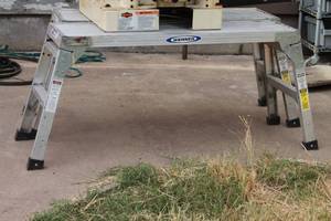 lot 73 image: TOTAL OF 2&nbsp WERNER ALUMINUM PLATFORM STEP STOOL FOLDING BENCH PLATFORM&nbsp