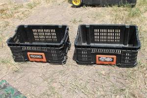 lot 124 image: TOTAL OF 2 RIDGID PRO TOOL BOX CATCH ALL CRATE WITH HANDLES&nbsp