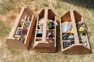 lot 132 image: TOTAL OF HANDMADE WOODEN TOOL BOXES WITH CONTENTS  SEE PICS&nbsp