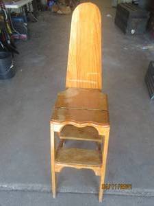 lot 58 image: VINTAGE WOOD CHAIR,STEP STOOL, LADDER &amp IRONING BOARD&nbsp