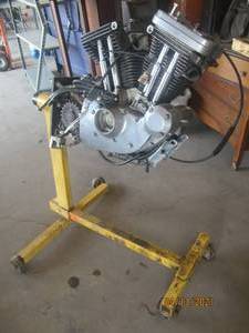 lot 187 image: MOTORCYCLE MOTOR WITH STAND INCLUDED