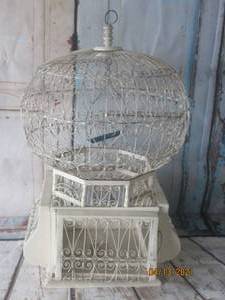 lot 207 image: ANTIQUE BIRD CAGE WOOD AND METAL