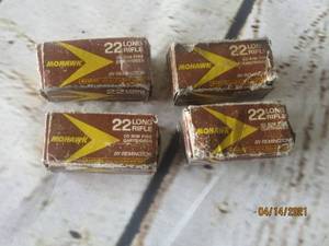 lot 243 image: 4 BOXES MOHAWK 22 LOG RIFLE HIGH VELOCITY 50 RIM FIRE CARTRIDGES
