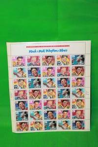 lot 45 image: LEGENDS OF AMERICA MUSIC SERIES ROCK AND ROLLRHYTHM AND BLUES 35PC SHEET OFFICIAL POSTAL .29 STAMPS