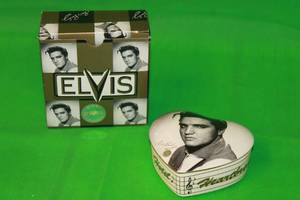 lot 65 image: ELVIS PRESLEY , CERAMIC HEART SHAPED KEEPSAKE BOX 47026