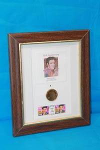 lot 142 image: ELVIS PRESLEY $5 DOLLAR NON CIRCULATING COIN ,1995 FRAMED (12.5 X 10)