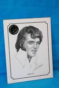 lot 145 image: 1977 ELVIS PRESLEY SKETCH PRINT, REMEMBER ME, BY RICHARD AXTELL ( 13 X 10)
