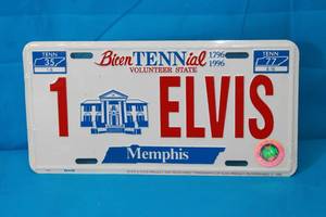 lot 167 image: ELVIS PRESLEY BICENTENNIAL LICENSE PLATE
