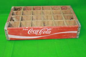 lot 83 image: VINTAGE COCA COLA BOTTLE  WOOD CRATE