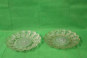 lot 143 image: TOTAL OF 2 CLEAR INDIAN GLASS Co IRIDESCENT CARNIVAL GLASS DEVILED EGG PLATE