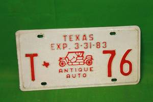 lot 202 image: TEXAS ANTIQUE AUTO PLATE
