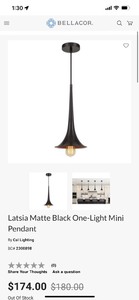 lot 139 image: TOTAL OF 2 CAL LIGHTING FX-3710-1 TRANSITIONAL ONE LIGHT PENDANT  CHANDELIER