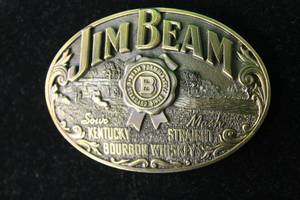 lot 18 image: VINTAGE 1996 LIMITED EDITION JIM BEAN BRASS BELT BUCKLE