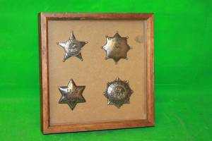 lot 29 image: 4VINTAGE BADGES OF THE OLD WEST TEXAS RANGERS, U.S MARSHALL, FEDERAL MARSHALL AND DODGE CITY SHERIFF