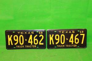 lot 75 image: 2 TEXAS 1968 TRUCK LICENSE PLATES