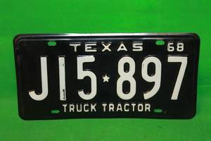 lot 77 image: TEXAS 1968 TRUCK TRACTOR  LICENSE PLATE