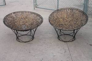 lot 82 image: 2 WICKERIRON CHAIRS