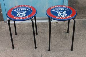 lot 85 image: 2 METAL GENUINE FORD V8 STOOLS 14DIAM 18T