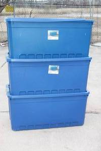 lot 90 image: 3 STERILITE 50GAL TOTES WITH LIDS
