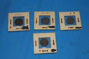 lot 232 image: 4 INDIAN HEAD PENNIES YEARS 1901, 1902, 1903, AND 1904