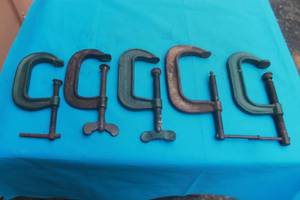 lot 227 image: TOTAL OF 5 C CLAMPS  SEE PICS FOR MEASUREMENTS