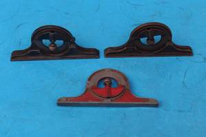 lot 371 image: 3 VINTAGE CAST IRON PROTECTOR HEADS FOR COMBINATION SQUARE