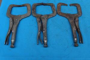 lot 384 image: 3 PETERSEN LOCKING C CLAMP VISE GRIP PLIERS