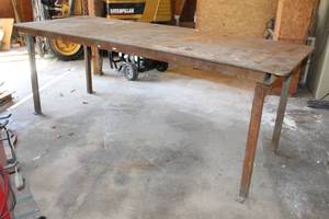 lot 9 image: STEEL WORK TABLE , 98L X 36W X 46H