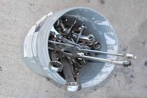 lot 220 image: BUCKET OF GENEROUS AMOUNT OF ASSORTED SIZES WRENCHES