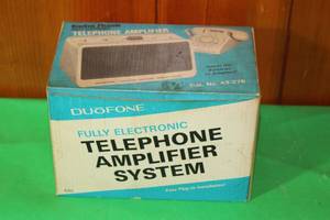 lot 21 image: VINTAGE DUOFONE FULLY ELECTRONIC TELEPHONE AMPLIFIER SYSTEM 43-276, IN ORIGINAL BOX