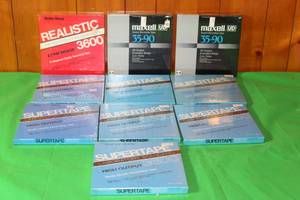 lot 39 image: TOTAL OF 10 UNOPENED REALISTIC,MAXWELL,RADIO SHACK  REEL TO REEL 7 RECORDING TAPES