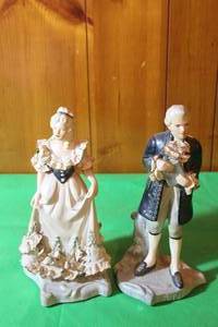 lot 69 image: TOTAL OF 2 VINTAGE VICTORIAN MAN & WOMAN FIGURINES, 11 H