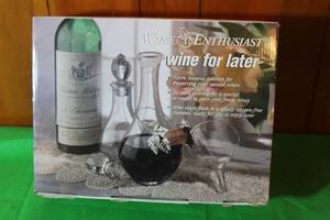 lot 85 image: WINE ENTHUSIAST WINE FOR LATER GLASS  DECANTER SET ,IN ORIGINAL BOX